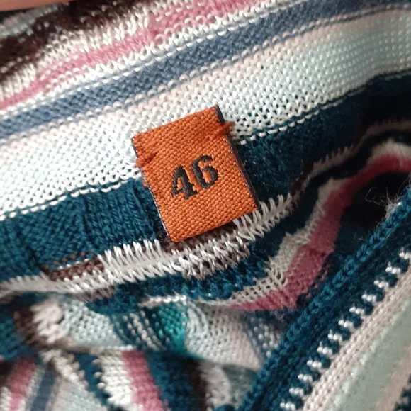 Masoni Tweed striped blouse blue pink size 46 us size 6 - Picture 9 of 9